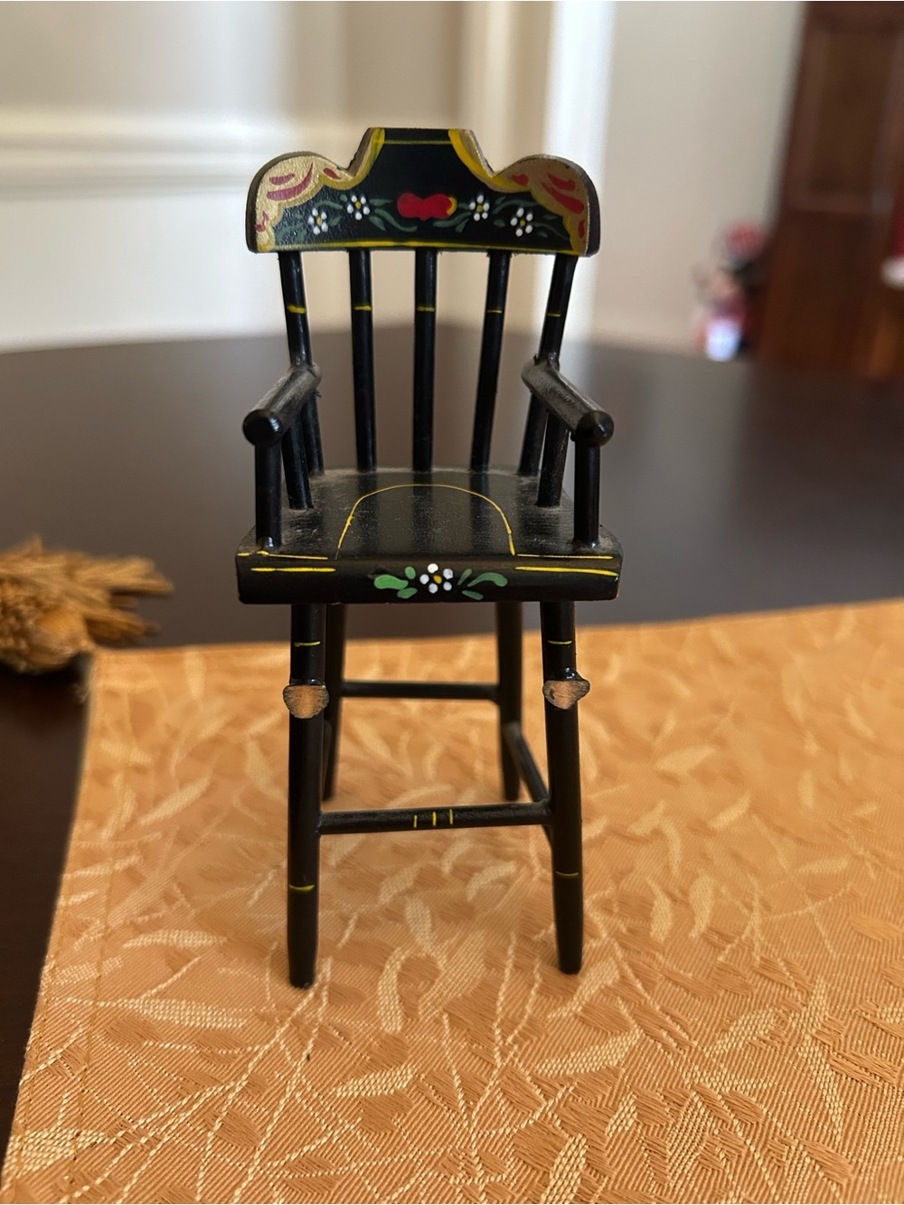Dollhouse furniture, Mini high chair, hand painted. Vintage